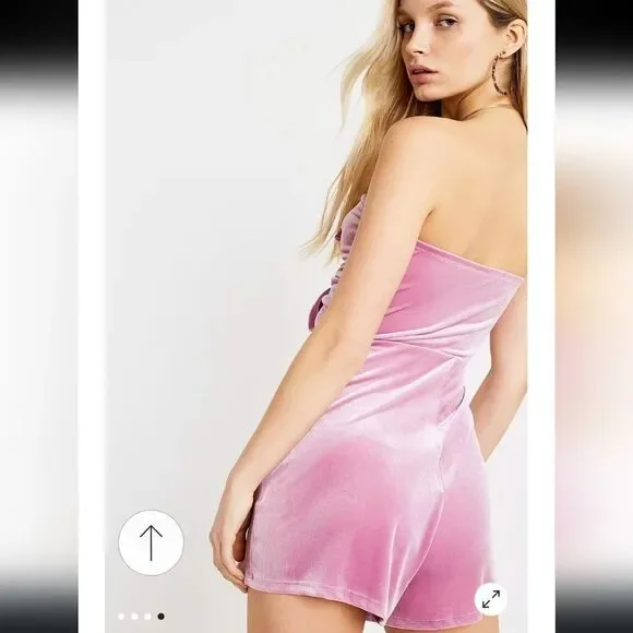 NWOT Urban Outfitters Maddie Lilac Velvet Dual Tie Front Playsuit Romper Size S - Picture 9 of 15